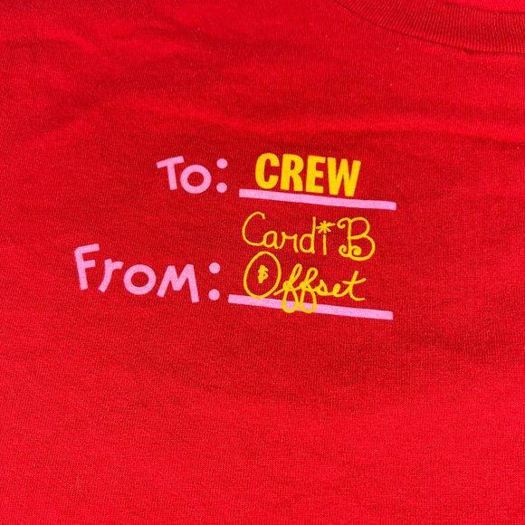 Mcdonalds X Cardi B Offset Crew Employee Shirt Adult Large Red Short Sleeve Tee - Picture 3 of 11